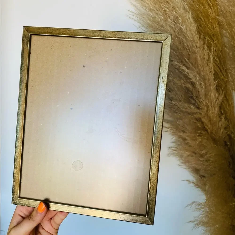 VINTAGE Antiqued Yellow Gold Basic Modern Metal Photo Picture Frame Y2K 90s